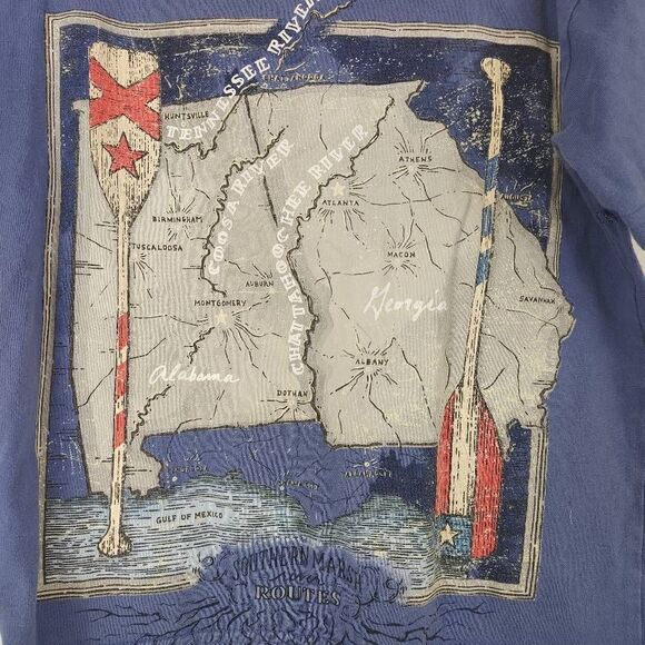 Southern Marsh River Routes Blue Graphic Tee Georgia Alabama Size Youth Small Fi - Picture 4 of 7